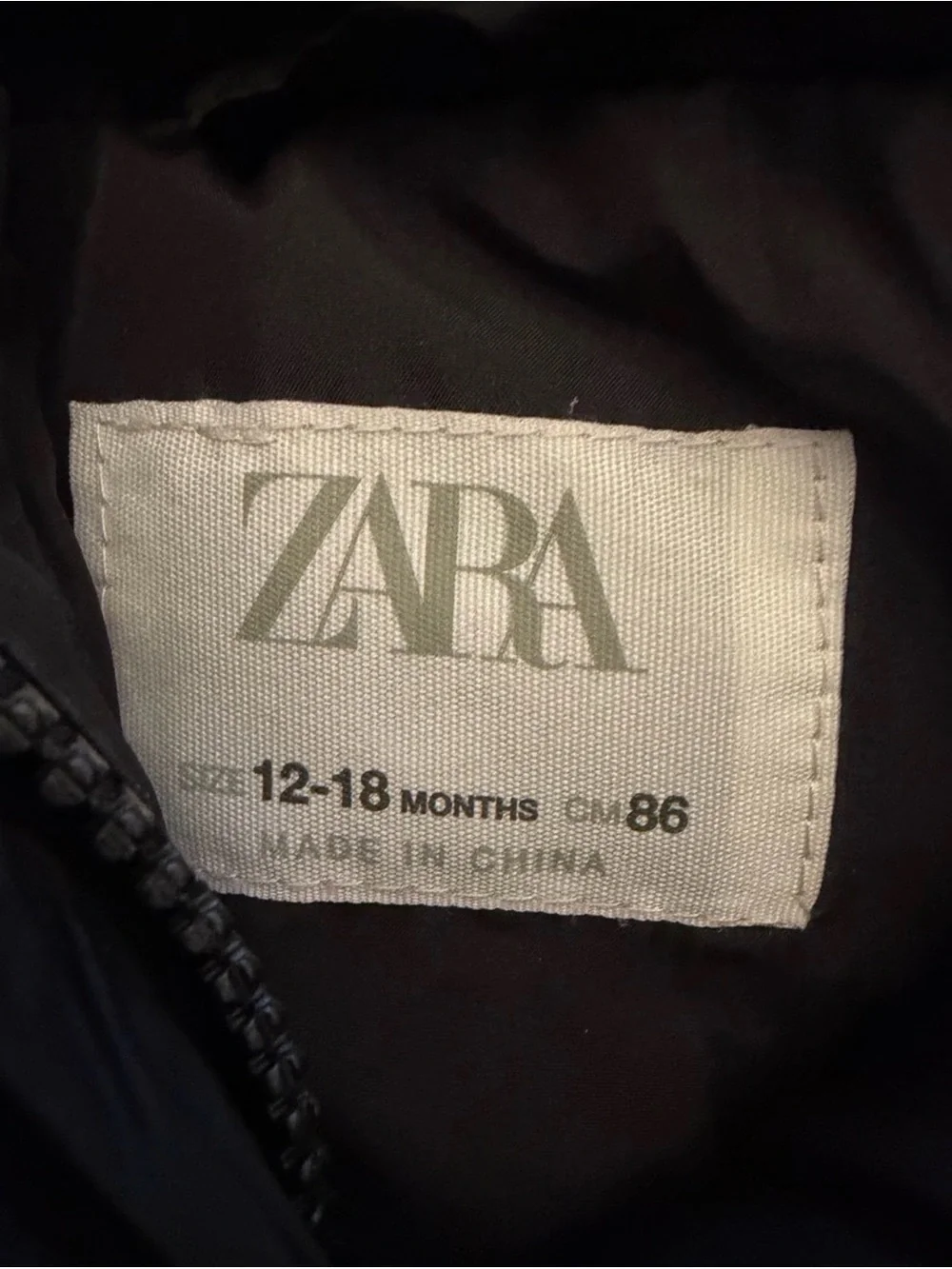Zara Black Infant Puffer Jacket